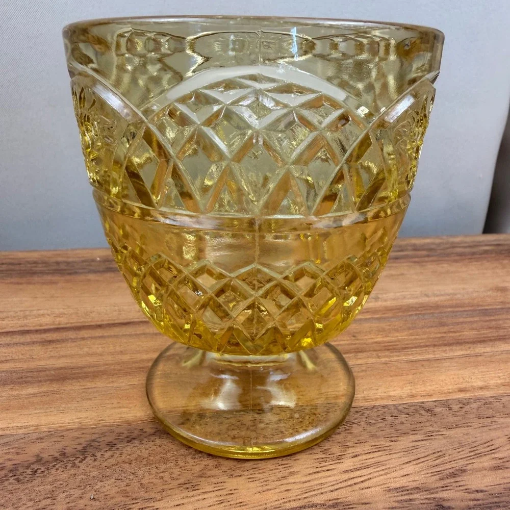 Federal Glass Rosemary Mayfair Yellow Depression Glass Creamer and Sugar Set